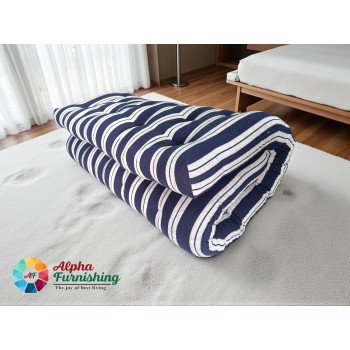 Sale Active 4 x 6 Feet Double Bed White Cotton Foldable Mattress/Gadda - Blue (48 x 72 Inch)